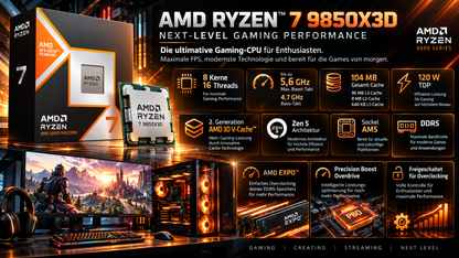 Gaming PC AMD Ryzen 7 9850X3D | Radeon RX 9060 XT 16GB | 32GB DDR5 | 1TB M.2 SSD