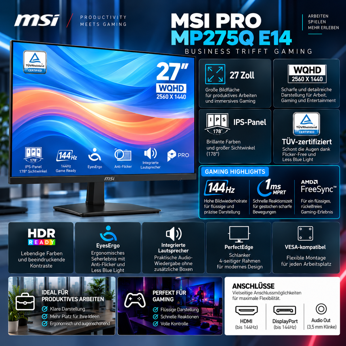 Gaming Set 27" 2K 144Hz | Intel i9-12900K | RTX 5060 Ti 16GB | 32GB RAM | 500GB SSD